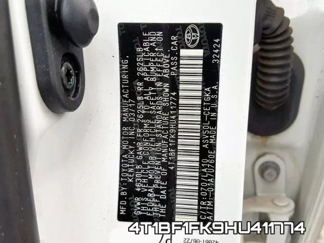 4T1BF1FK9HU411774 фото 2
