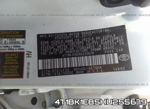4T1BK1EB5HU255679 фото 10