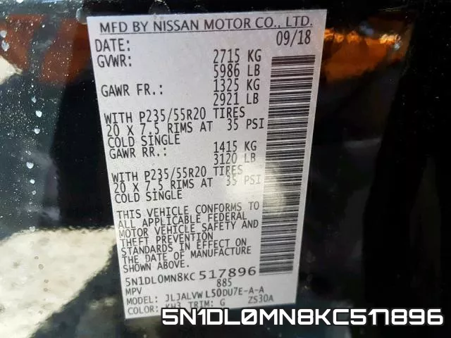 5N1DL0MN8KC517896 фото 2