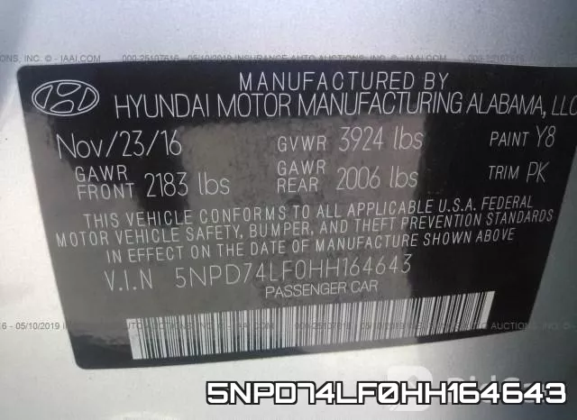 5NPD74LF0HH164643 фото 10