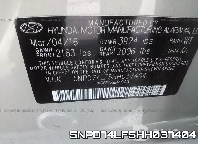 5NPD74LF5HH037404 фото 10