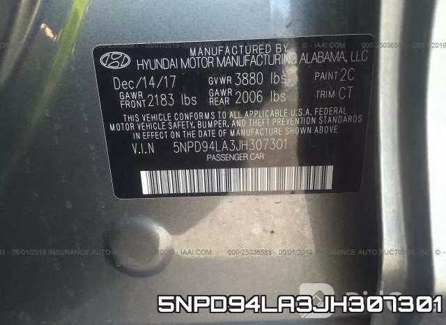5NPD94LA3JH307301 фото 10