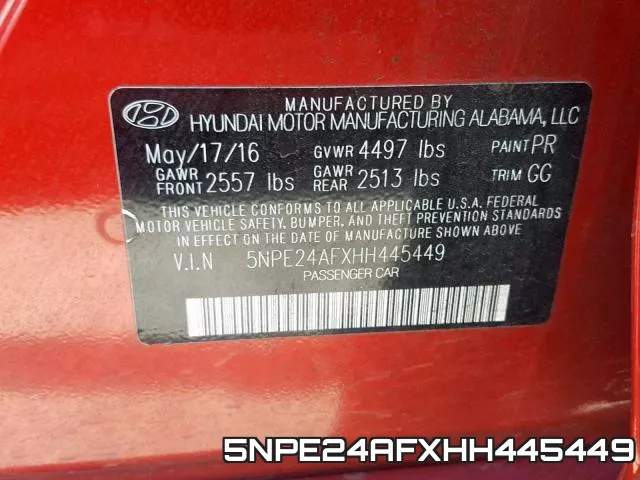 5NPE24AFXHH445449 фото 2