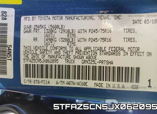 5TFAZ5CN5JX062095 фото 10
