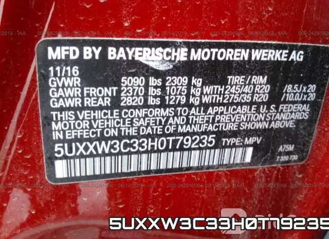 5UXXW3C33H0T79235 фото 10