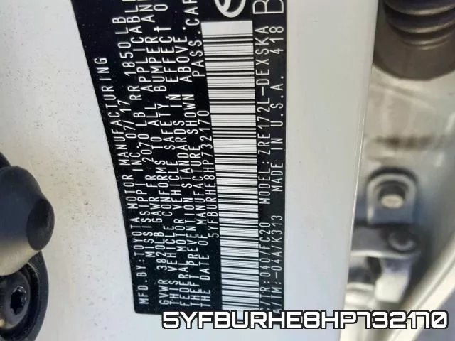 5YFBURHE8HP732170 фото 2