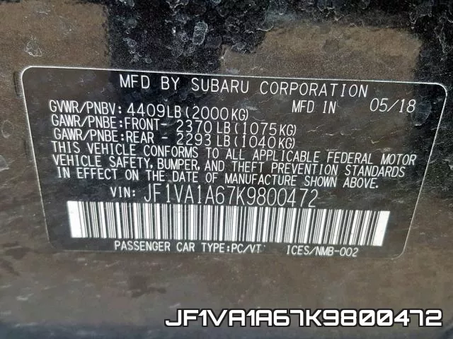 JF1VA1A67K9800472 фото 2