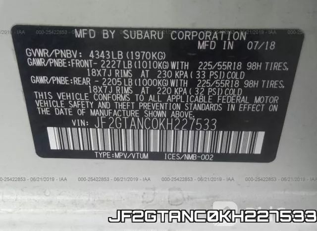JF2GTANC0KH227533 фото 10