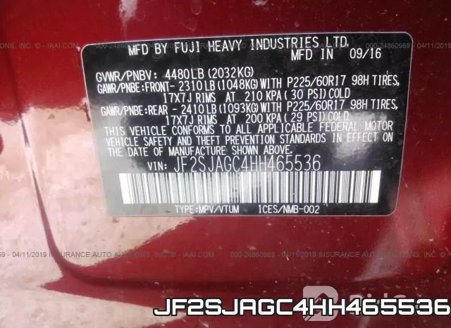 JF2SJAGC4HH465536 фото 10