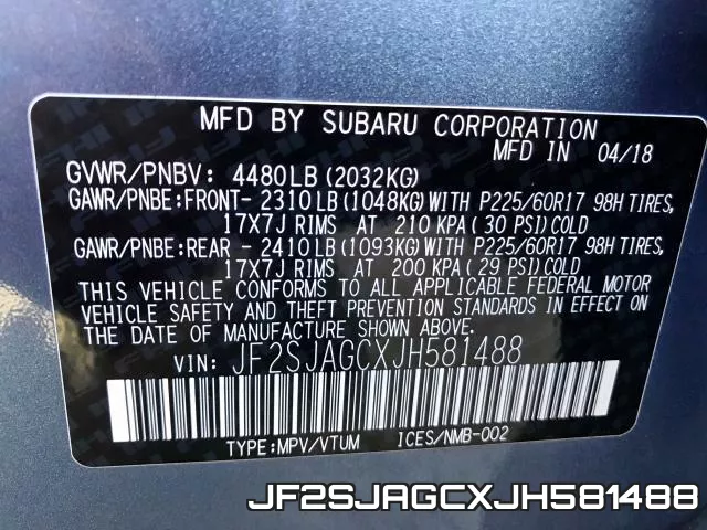 JF2SJAGCXJH581488 фото 2