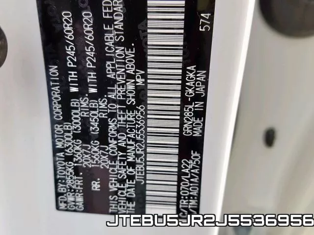 JTEBU5JR2J5536956 фото 2