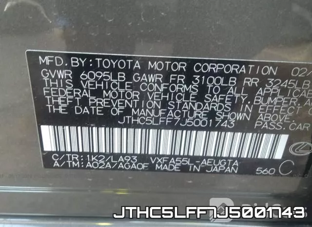 JTHC5LFF7J5001743 фото 10