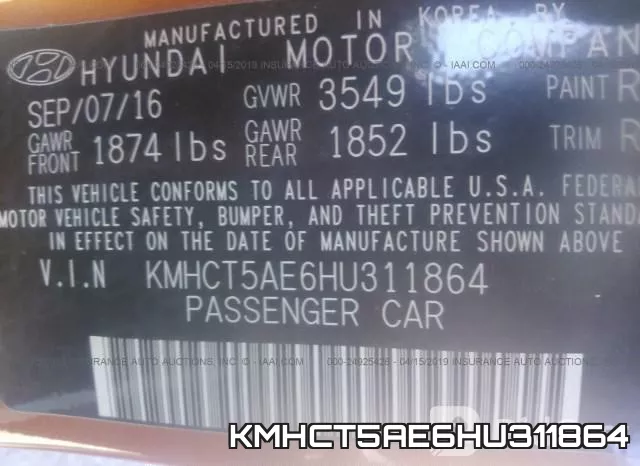 KMHCT5AE6HU311864 фото 10