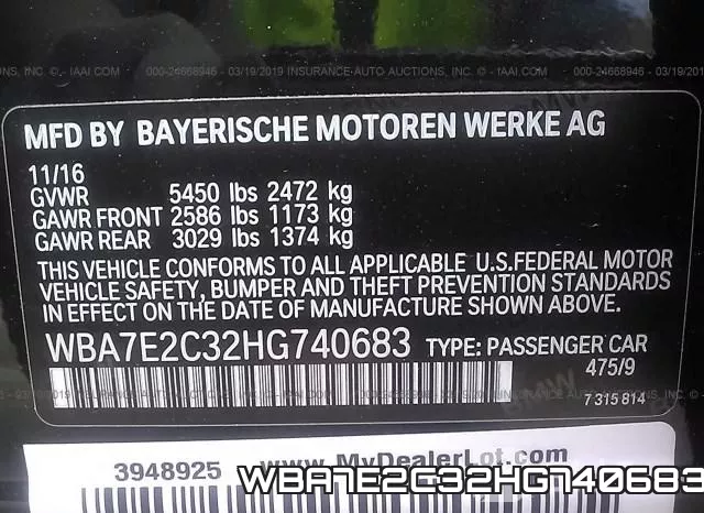 WBA7E2C32HG740683 фото 10