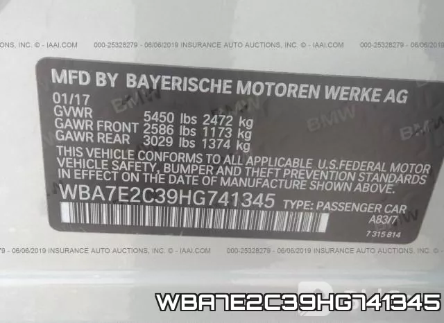 WBA7E2C39HG741345 фото 10
