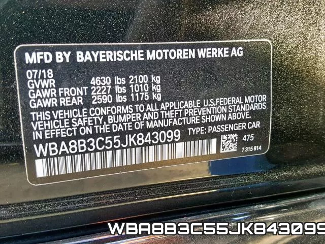 WBA8B3C55JK843099 фото 2