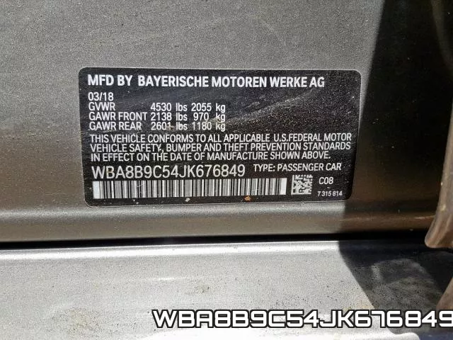 WBA8B9C54JK676849 фото 2
