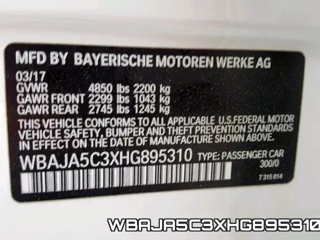 WBAJA5C3XHG895310 фото 2