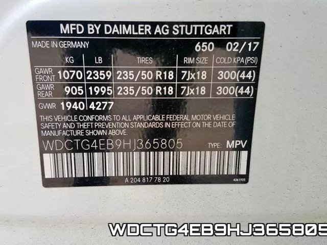WDCTG4EB9HJ365805 фото 2