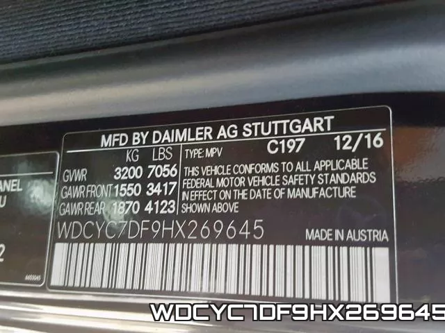 WDCYC7DF9HX269645 фото 2