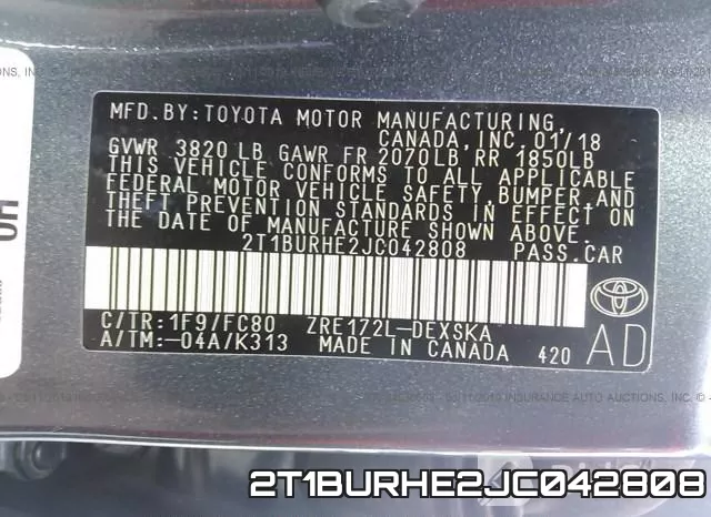 2T1BURHE2JC042808 фото 10