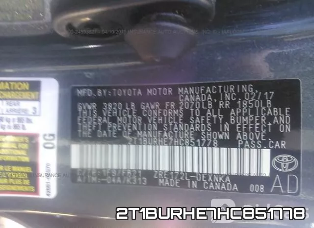 2T1BURHE7HC851778 фото 10