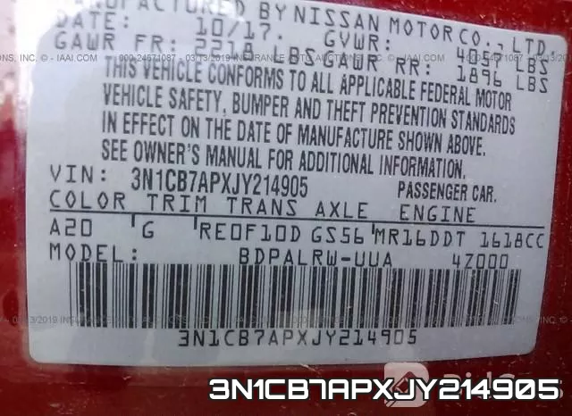 3N1CB7APXJY214905 фото 10