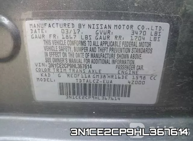 3N1CE2CP9HL367614 фото 10