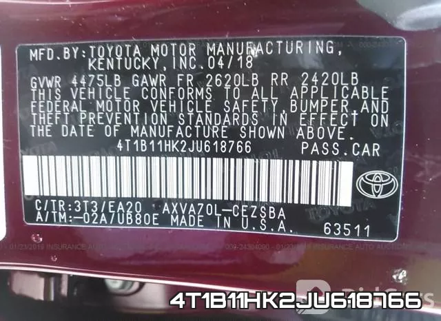 4T1B11HK2JU618766 фото 10