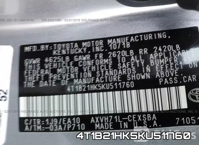 4T1B21HK5KU511760 фото 10