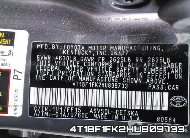 4T1BF1FK2HU809733 фото 10
