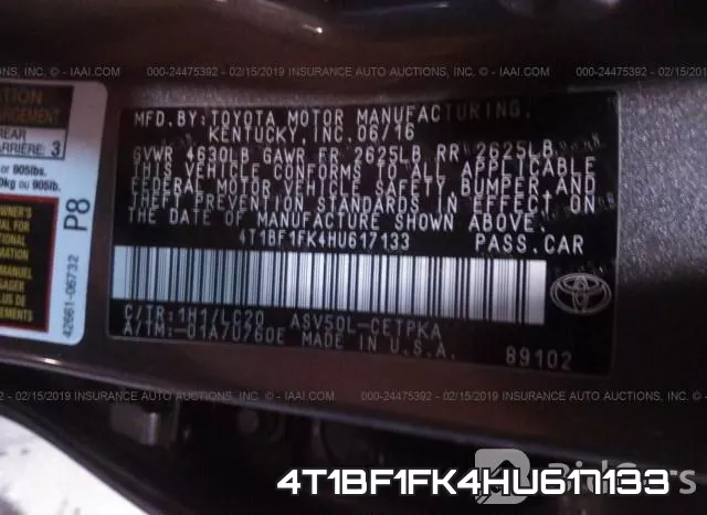4T1BF1FK4HU617133 фото 10