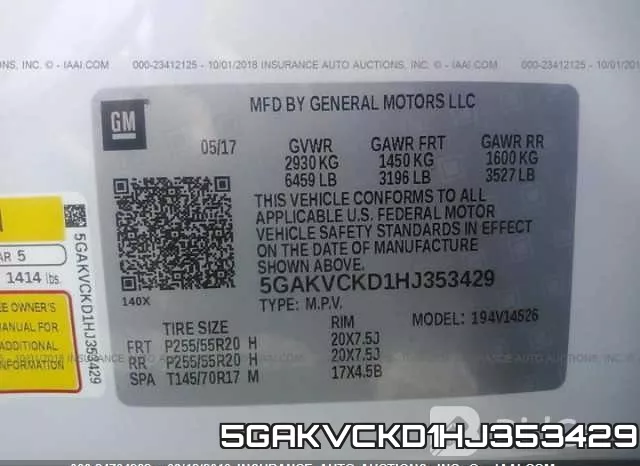 5GAKVCKD1HJ353429 фото 9