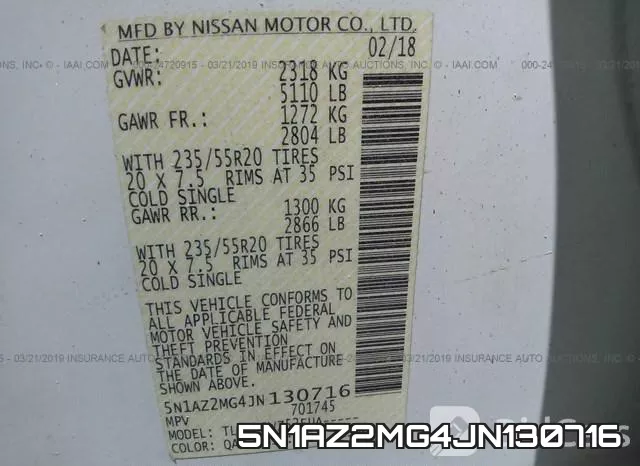 5N1AZ2MG4JN130716 фото 10