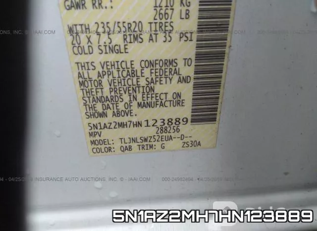5N1AZ2MH7HN123889 фото 9