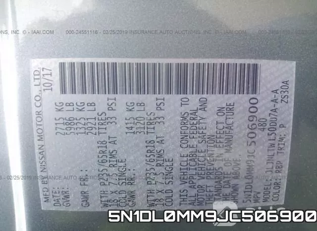 5N1DL0MM9JC506900 фото 10