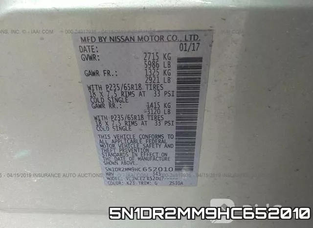 5N1DR2MM9HC652010 фото 9