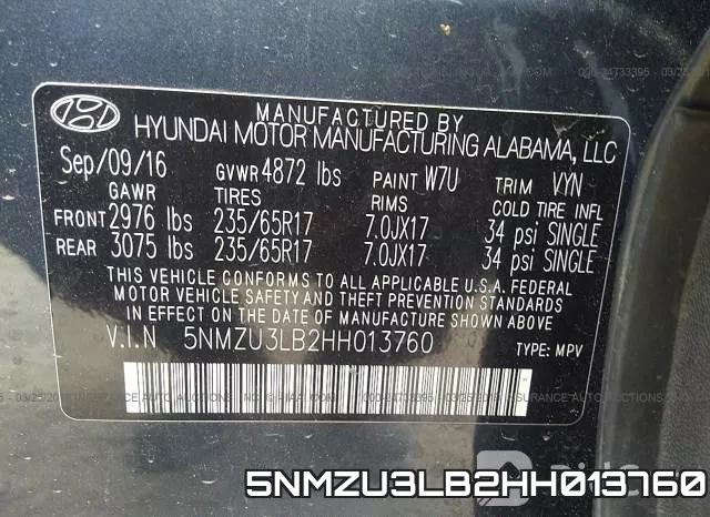 5NMZU3LB2HH013760 фото 10
