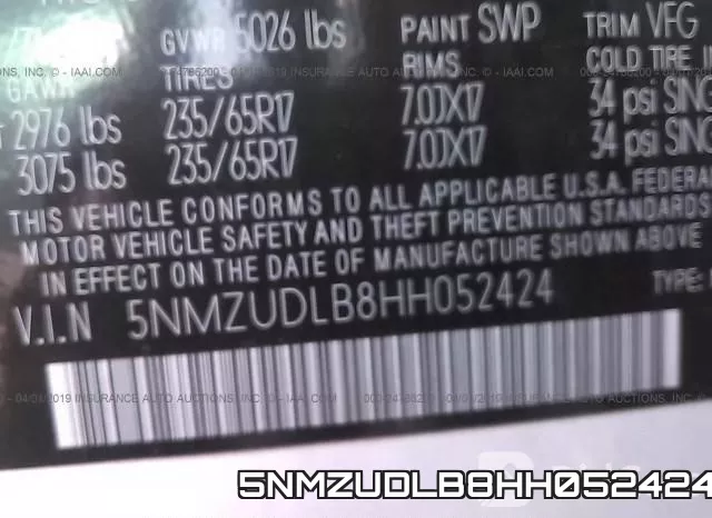 5NMZUDLB8HH052424 фото 10