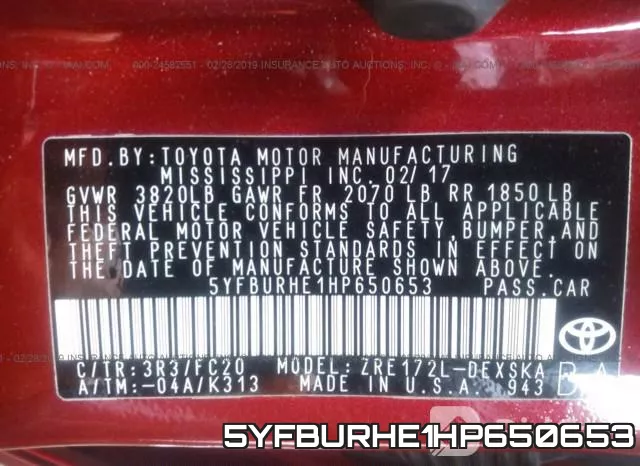 5YFBURHE1HP650653 фото 10