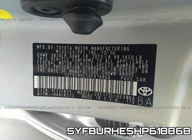 5YFBURHE5HP618868 фото 10