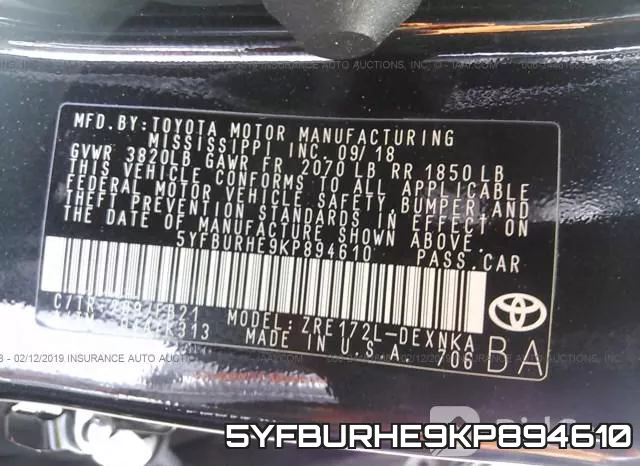 5YFBURHE9KP894610 фото 10