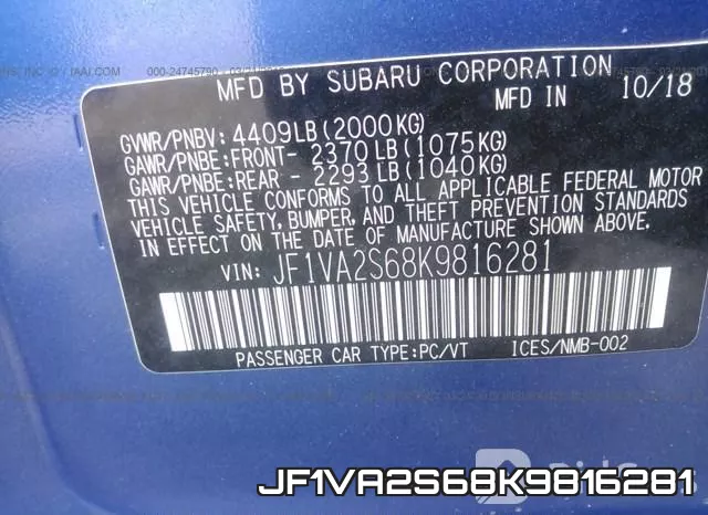 JF1VA2S68K9816281 фото 10