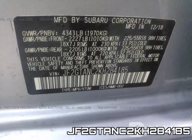 JF2GTANC2KH284185 фото 10