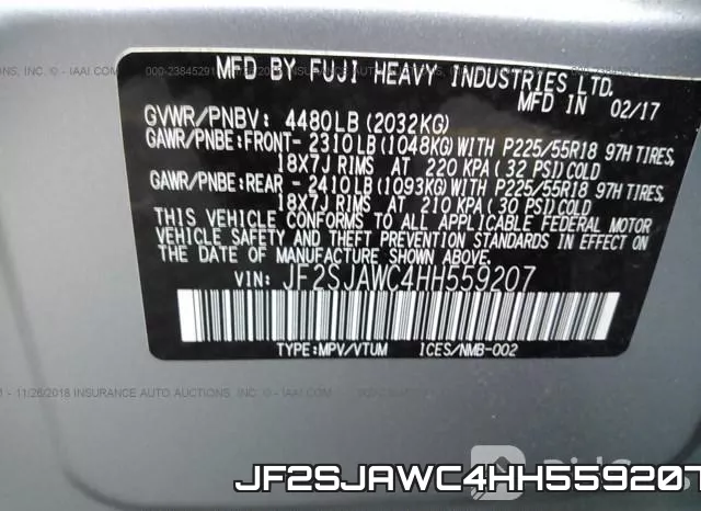 JF2SJAWC4HH559207 фото 10
