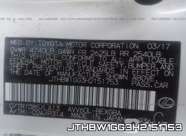 JTHBW1GG3H2151753 фото 10