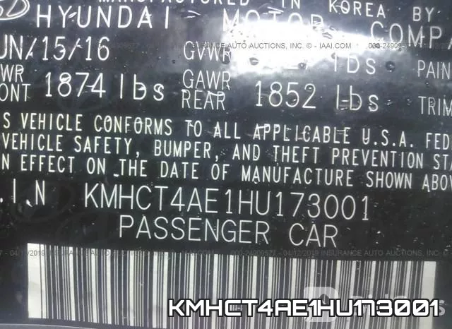 KMHCT4AE1HU173001 фото 10