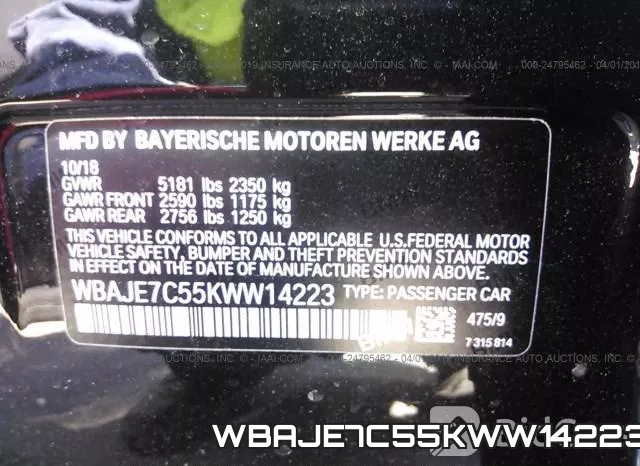WBAJE7C55KWW14223 фото 10