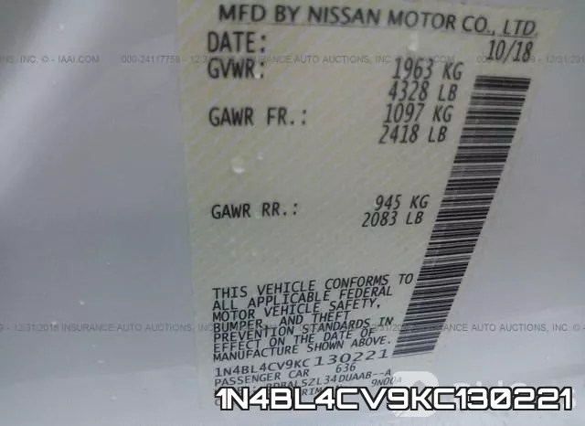 1N4BL4CV9KC130221 фото 10