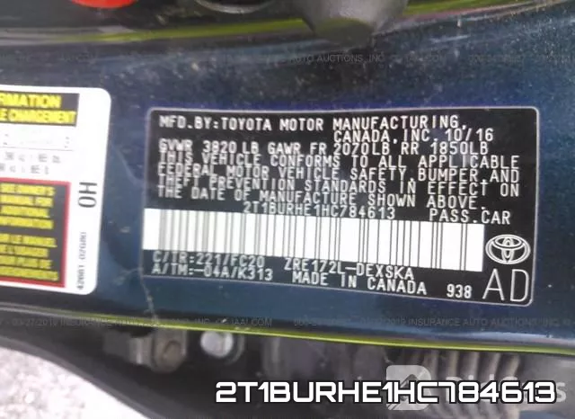 2T1BURHE1HC784613 фото 10